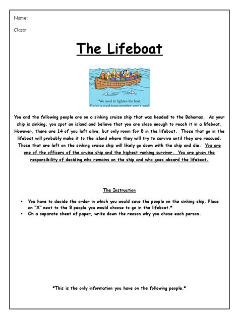 LIFEBOAT Activity .